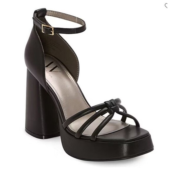 Worthington Women's Size 8 Ellsworth Heeled Sandals 8M Black Open Toe - Picture 1 of 10